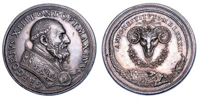 Stato Pontificio. Gregorio XIII (ugo Boncompagni), 1572-1585. Medaglia in Argento 1582. Riforma d...