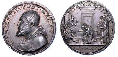 Stato Pontificio. Clemente VIII (ippolito Aldobrandini), 1592-1605. Medaglia in Argento 1596/a. V...