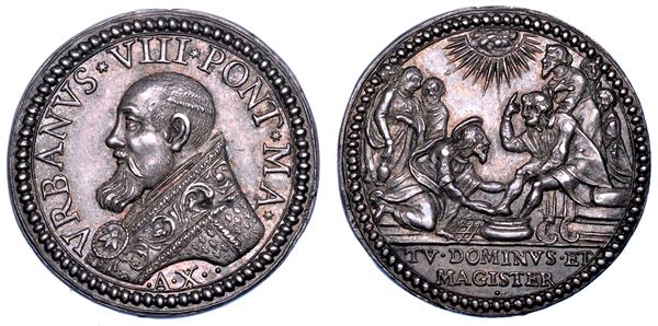 STATO PONTIFICIO. URBANO VIII (Maffeo Barberini di Firenze), 1623-1644. Medaglia in argento A. X. Lavanda dei piedi del Giovedì Santo.