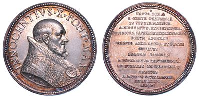 Stato Pontificio. Innocenzo X (giovanni Battista Pamphilj ), 1644-1655. Medaglia in Argento di Re...