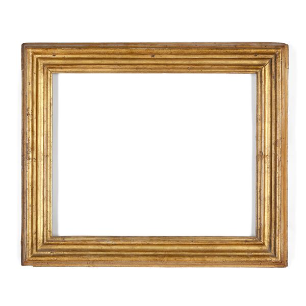 Cornice a sagoma Salvator Rosa in legno dorato, Italia centrale XVIII secolo