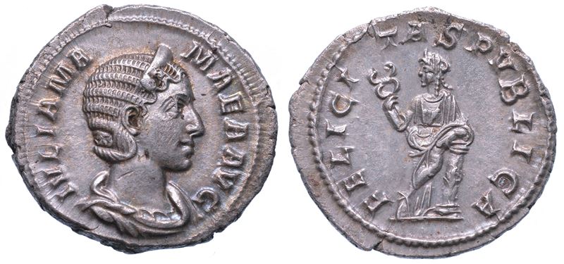 GIULIA MAMEA (Madre di Alessandro Severo), + 235. Denario. Roma.  - Auction Numismatics - I - Cambi Casa d'Aste