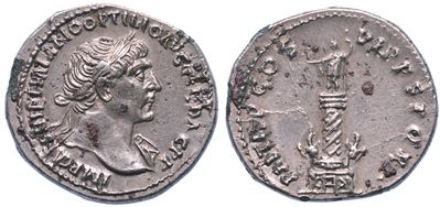 Traiano, 98-117. Denario Suberato. Roma.