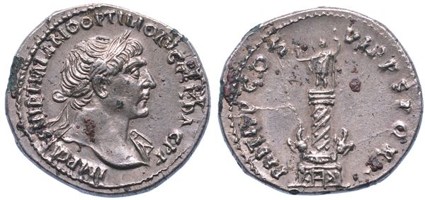 TRAIANO, 98-117. Denario suberato. Roma.