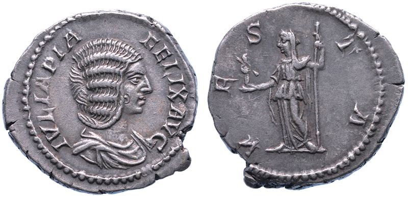 GIULIA DOMNA (Moglie di Settimio Severo), 193-217. Denario, anni 211-215.  - Auction Numismatics - I - Cambi Casa d'Aste