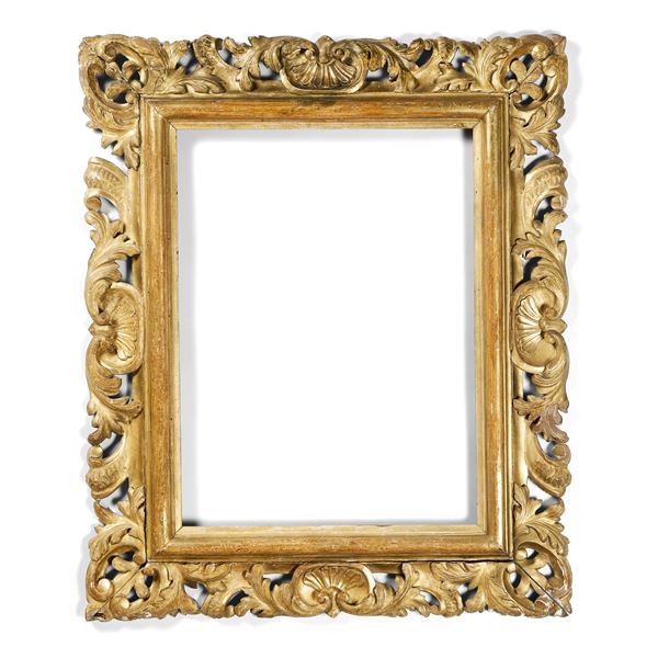 Cornice in legno intagliato e dorato, XIX secolo