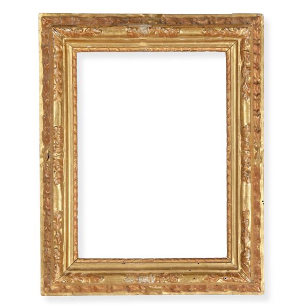 Cornice in legno intagliato, dorato e laccato. Toscana XVIII secolo