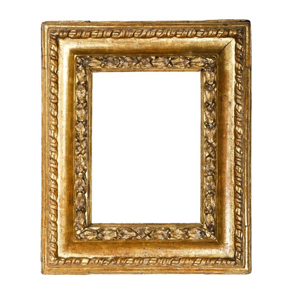 Cornice in legno intagliato e dorato, Emilia XVII-XVIII secolo