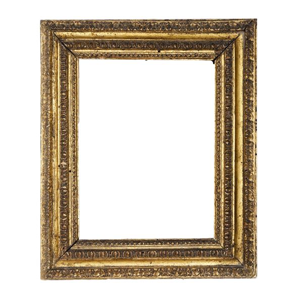 Cornice a teca in legno intagliato e dorato, Roma XVIII secolo