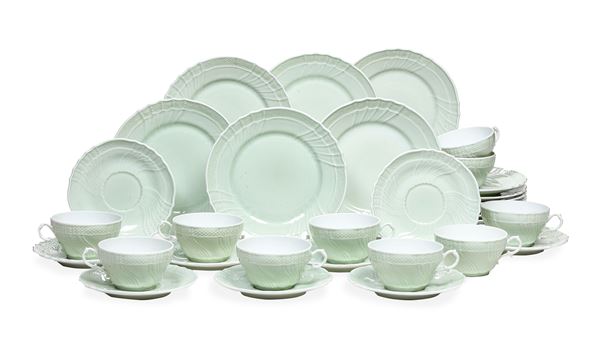 Servizio da tè “Vecchio Ginori” fondo salvia Doccia, Manifattura Richard Ginori, seconda metà del XX secolo 