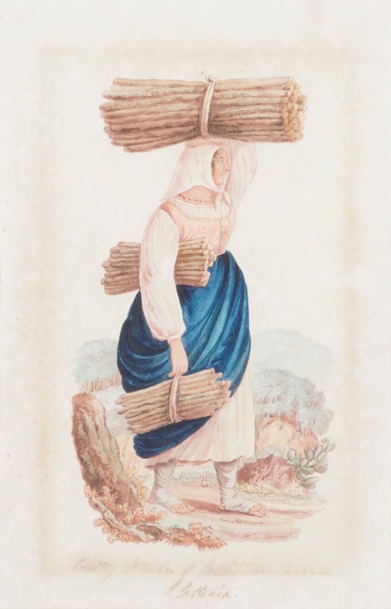 Francesco Bartolozzi : La lattaia  - tempera su carta - Asta Dipinti Antichi - Cambi Casa d'Aste