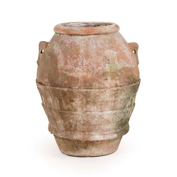 Grande orcio in terracotta con stemma. Toscana, XIX secolo