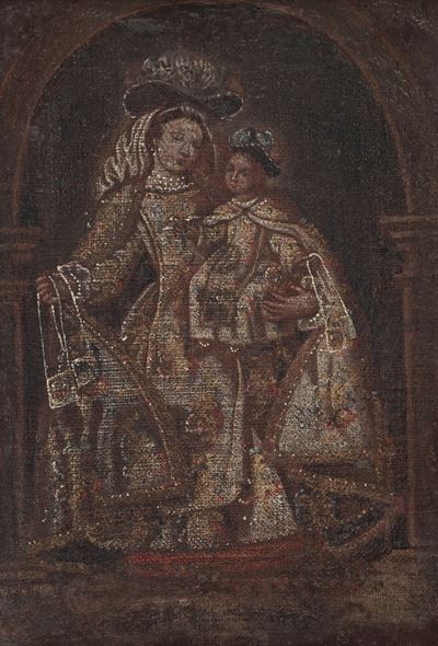 Scuola di Cuzco del XIX Secolo Madonna con Bambino