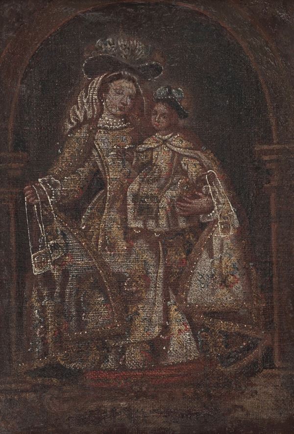 Scuola di Cuzco del XIX secolo Madonna con Bambino