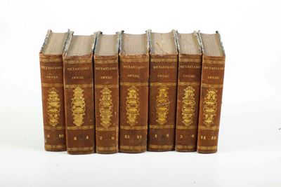 Metastasio, Pietro, Opere, quattordici tomi rilegati in sette volumi, Prato, Vannini, 1823