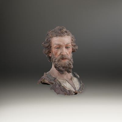 Busto di San Giuseppe. Arte Presepiale Napoletana del XVIII Secolo