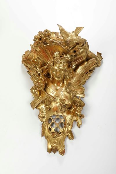 Mensola in Legno Scolpito e Dorato
