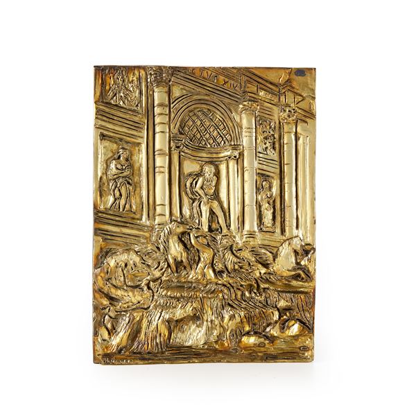 Argenteria artistica italiana del XX-XXI secolo. Firmata Robazza, multiplo n 77 di 99 Placca raffigurante la Fontana di Trevi