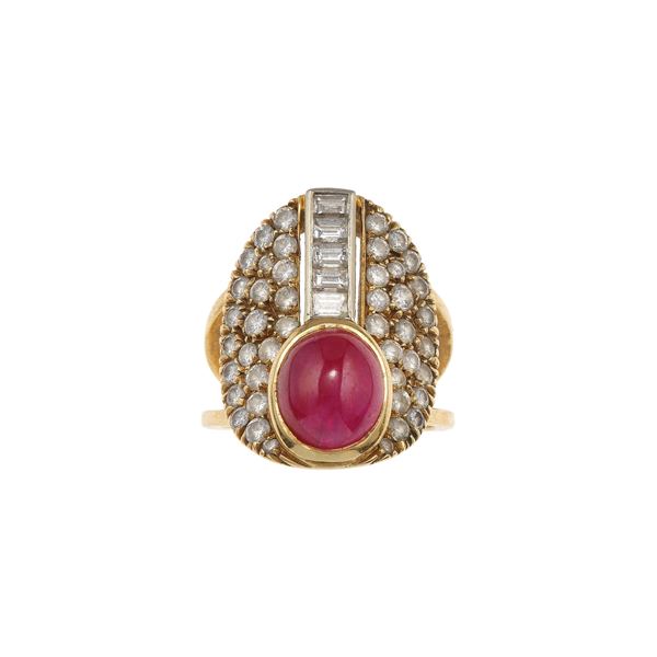 Ruby, diamond and gold ring. Signed Repossi
