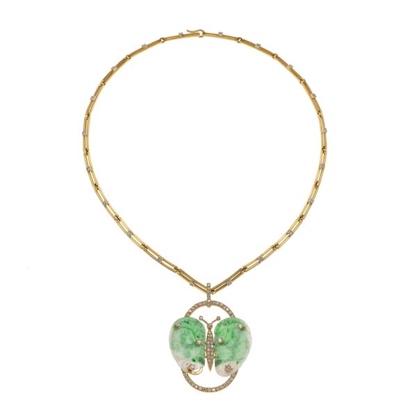 Jadeite, diamond and gold necklace. Costantino Repossi. Damages