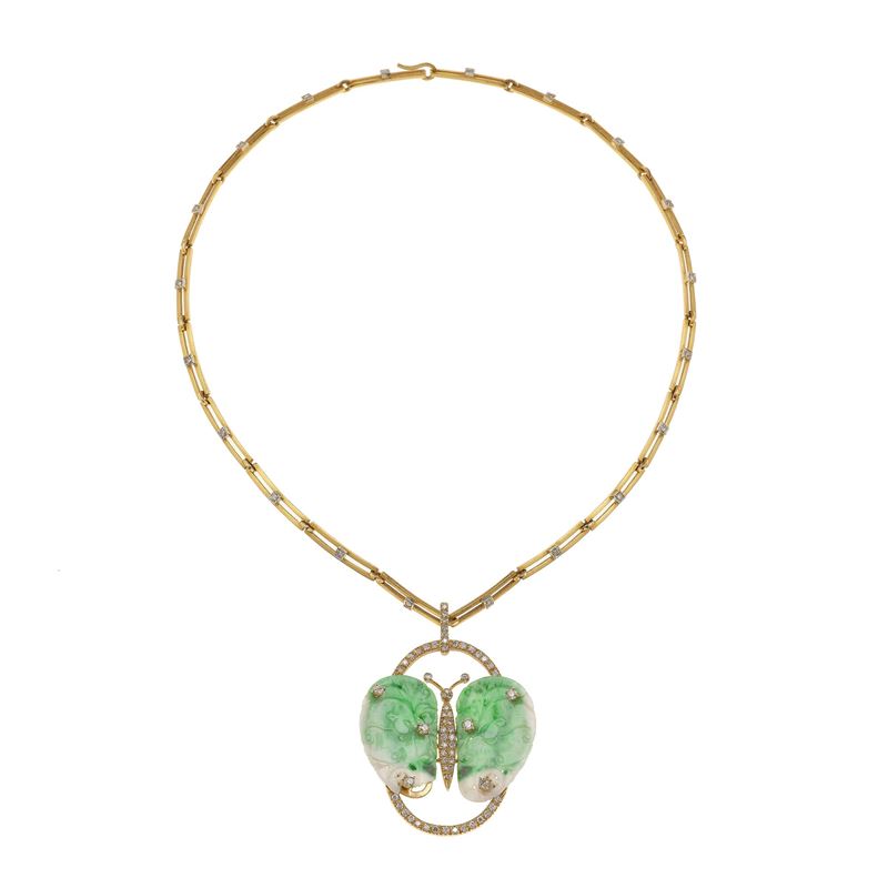 Jadeite, diamond and gold necklace. Costantino Repossi. Damages  - Auction Fine Jewellery - Cambi Casa d'Aste