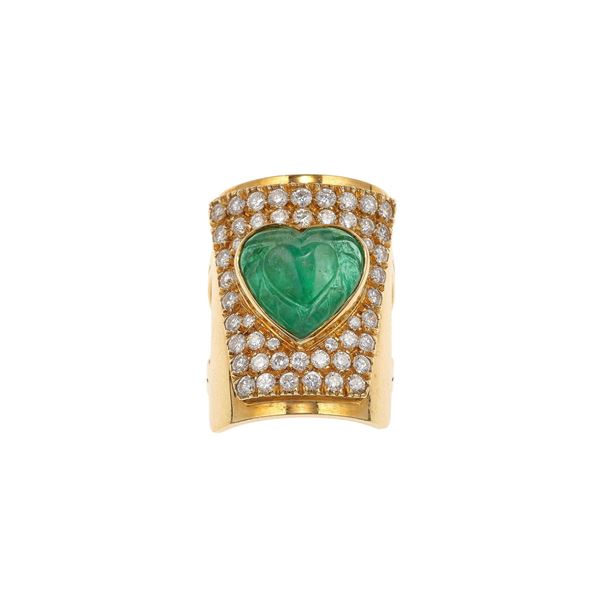 Emerald, diamond and gold ring. Costantino Repossi. Fitted case