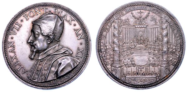 STATO PONTIFICIO. ALESSANDRO VII (Fabio Chigi), 1655-1667. Medaglia annuale in argento 1665/A. XI. Canonizzazione di Francesco di Sales.