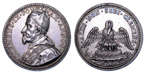 STATO PONTIFICIO. CLEMENTE IX (Giulio Rospigliosi), 1667-1669. Medaglia in argento A. I. Clemenza del Pontefice.