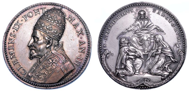 STATO PONTIFICIO. CLEMENTE IX (Giulio Rospigliosi), 1667-1669. Medaglia in argento A. III (1669). Canonizzazioni del 1669.  - Auction Numismatics - Medals and popes - II - Cambi Casa d'Aste