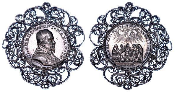 STATO PONTIFICIO. CLEMENTE X (Emilio Altieri), 1670-1676. Medaglia annuale in argento 1671/A. II. Canonizzazione di cinque nuovi Santi.