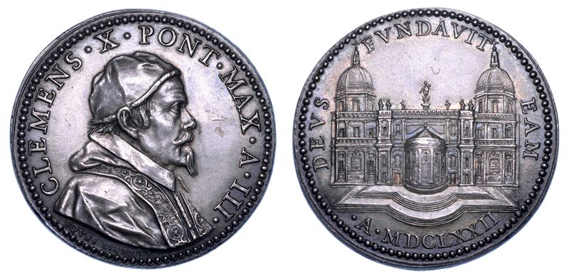 STATO PONTIFICIO. CLEMENTE X (Emilio Altieri), 1670-1676. Medaglia annuale in argento 1672/A. III. La tribuna della Basilica di S. Maria Maggiore.  - Auction Numismatics - Medals and popes - II - Cambi Casa d'Aste