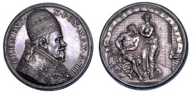 Stato Pontificio. Clemente X (emilio Altieri), 1670-1676. Medaglia in Argento 1672/a. III. Opere ...