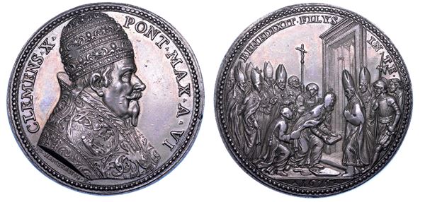 STATO PONTIFICIO. CLEMENTE X (Emilio Altieri), 1670-1676. Medaglia in argento 1675/A. VI. Chiusura della Porta Santa.