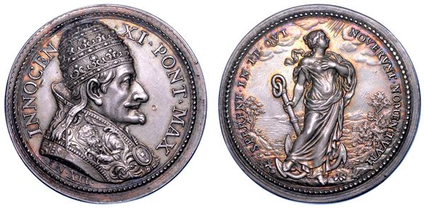 STATO PONTIFICIO. INNOCENZO XI (Benedetto Odescalchi di Como), 1676-1689. Medaglia annuale in argento A. XII (1688). Vittorie della Lega Santa.