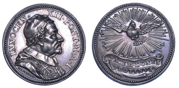 STATO PONTIFICIO. INNOCENZO XII (Antonio Pignatelli), 1691–1700. Medaglia in argento 1691. Elezione al Pontificato.