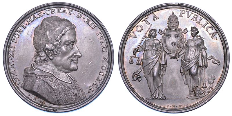 STATO PONTIFICIO. INNOCENZO XII (Antonio Pignatelli), 1691–1700. Medaglia in argento 1691. Elezione al Pontificato.  - Auction Numismatics - Medals and popes - II - Cambi Casa d'Aste