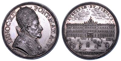 Stato Pontificio. Innocenzo XII (antonio Pignatelli), 1691–1700. Medaglia Annuale in Argento 1695...