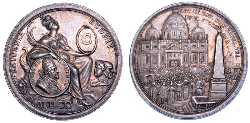 STATO PONTIFICIO. INNOCENZO XII (Antonio Pignatelli), 1691–1700. Medaglia in argento 1700 (A. IX). Indizione dell'Anno Santo del 1700.  - Auction Numismatics - Medals and popes - II - Cambi Casa d'Aste