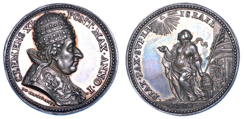 STATO PONTIFICIO. CLEMENTE XI (Giovanni Francesco Albani), 1700-1721. Medaglia annuale in argento 1701/A. I. Esortazione alla pace.  - Auction Numismatics - Medals and popes - II - Cambi Casa d'Aste