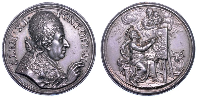 STATO PONTIFICIO. CLEMENTE XI (Giovanni Francesco Albani), 1700-1721. Medaglia in argento (1702/A. II). Premio dell'Accademia di San Luca.  - Auction Numismatics - Medals and popes - II - Cambi Casa d'Aste