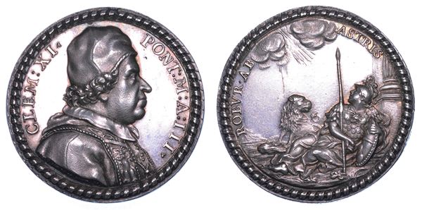 STATO PONTIFICIO. CLEMENTE XI (Giovanni Francesco Albani), 1700-1721. Medaglia in argento A. III (1703). La fermezza del Pontefice.
