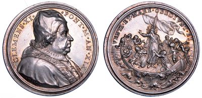 Stato Pontificio. Clemente XI (giovanni Francesco Albani), 1700-1721. Medaglia Annuale in Argento...