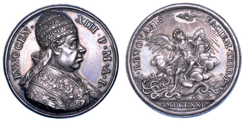 STATO PONTIFICIO. INNOCENZO XIII (Michelangelo Conti di Poli),  1721-1724. Medaglia annuale in argento 1721/A. I. Possesso della Basilica Lateranense.  - Auction Numismatics - Medals and popes - II - Cambi Casa d'Aste