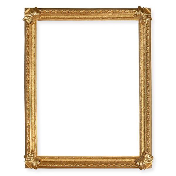 Cornice in legno intagliato e dorato. Italia, XIX secolo