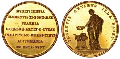Stato Pontificio. Clemente XI (giovanni Francesco Albani), 1700-1721. Medaglia in Oro 1775 in Ono...