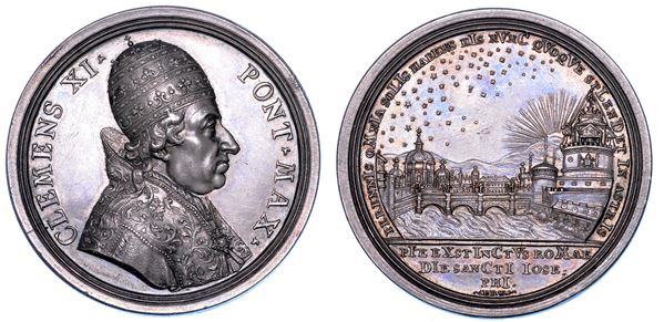 STATO PONTIFICIO. CLEMENTE XI (Giovanni Francesco Albani), 1700-1721. Medaglia in argento. Per la morte del Pontefice.