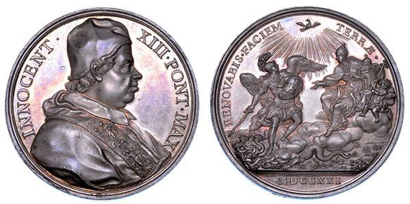STATO PONTIFICIO. INNOCENZO XIII (Michelangelo Conti di Poli), 1721-1724. Medaglia in argento 1721 (A. I). Auspici per il riassetto della situazione politico-religiosa.