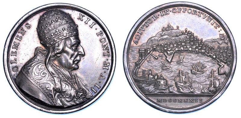 STATO PONTIFICIO. CLEMENTE XII (Lorenzo Corsini), 1730-1740. Medaglia annuale in argento 1732/A. II. Istituzione del porto franco di Ancona.  - Auction Numismatics - Medals and popes - II - Cambi Casa d'Aste