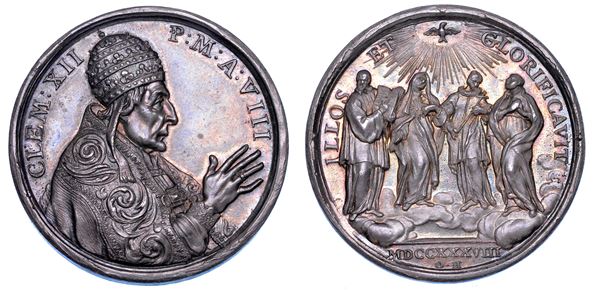STATO PONTIFICIO. CLEMENTE XII (Lorenzo Corsini), 1730-1740. Medaglia annuale in argento 1738/A. VIII. Canonizzazioni del 1737.