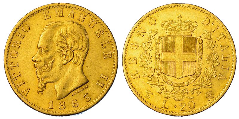 REGNO D'ITALIA. VITTORIO EMANUELE II DI SAVOIA, 1861-1878.  20 Lire 1863. Torino.  - Asta Numismatica - I - Cambi Casa d'Aste